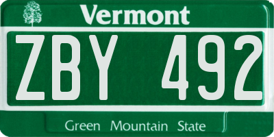 VT license plate ZBY492