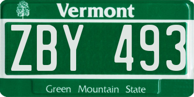 VT license plate ZBY493