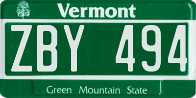 VT license plate ZBY494