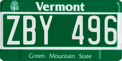VT license plate ZBY496