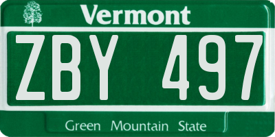 VT license plate ZBY497