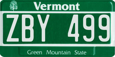 VT license plate ZBY499
