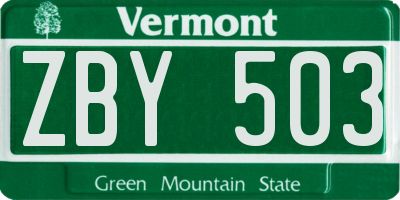 VT license plate ZBY503