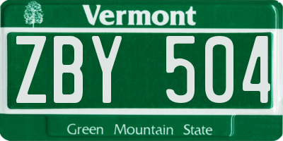 VT license plate ZBY504