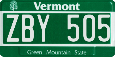 VT license plate ZBY505