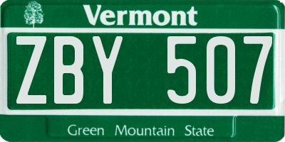 VT license plate ZBY507
