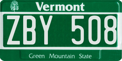 VT license plate ZBY508