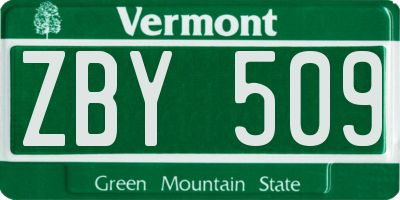VT license plate ZBY509