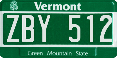 VT license plate ZBY512
