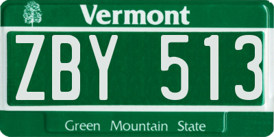 VT license plate ZBY513