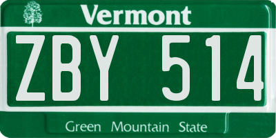 VT license plate ZBY514