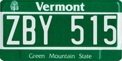 VT license plate ZBY515