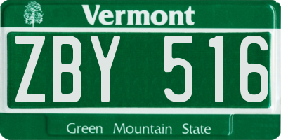 VT license plate ZBY516