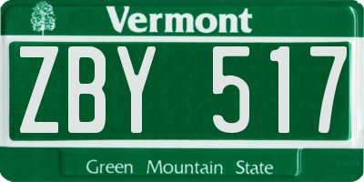 VT license plate ZBY517