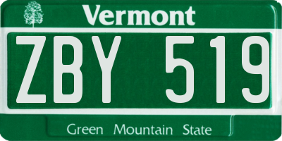 VT license plate ZBY519