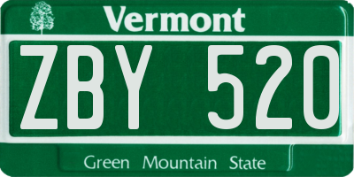 VT license plate ZBY520