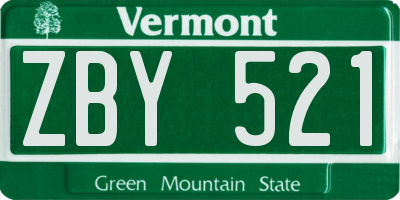 VT license plate ZBY521