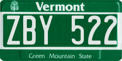 VT license plate ZBY522