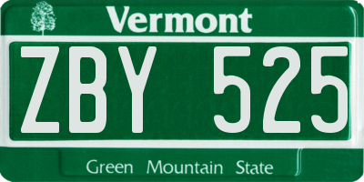 VT license plate ZBY525