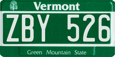 VT license plate ZBY526