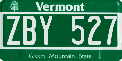 VT license plate ZBY527