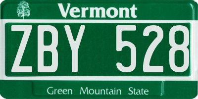 VT license plate ZBY528
