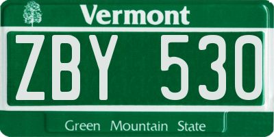 VT license plate ZBY530