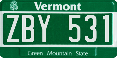 VT license plate ZBY531