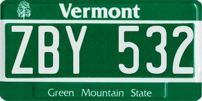 VT license plate ZBY532