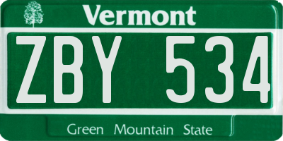 VT license plate ZBY534