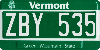 VT license plate ZBY535