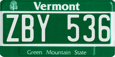VT license plate ZBY536
