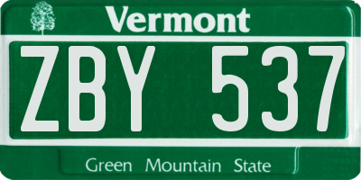 VT license plate ZBY537