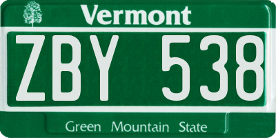 VT license plate ZBY538