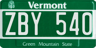 VT license plate ZBY540