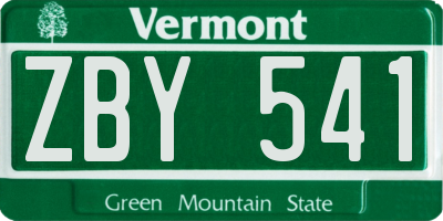 VT license plate ZBY541