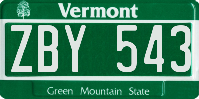 VT license plate ZBY543