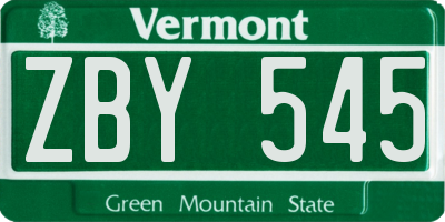 VT license plate ZBY545