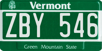 VT license plate ZBY546