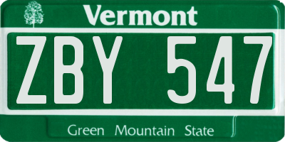 VT license plate ZBY547
