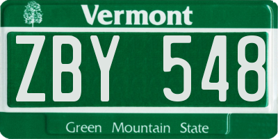 VT license plate ZBY548