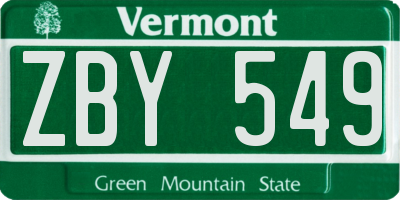 VT license plate ZBY549