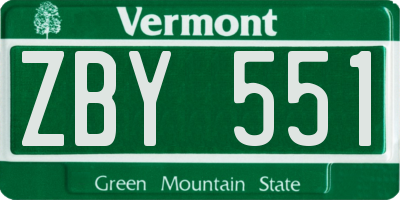 VT license plate ZBY551