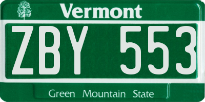 VT license plate ZBY553