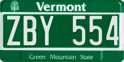 VT license plate ZBY554