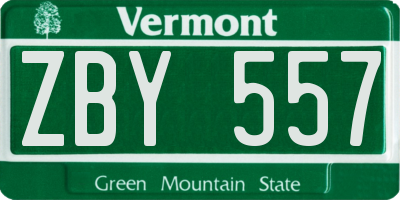 VT license plate ZBY557