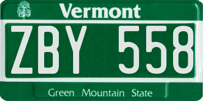 VT license plate ZBY558