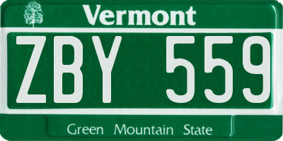 VT license plate ZBY559