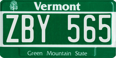 VT license plate ZBY565
