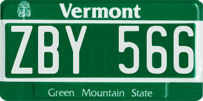 VT license plate ZBY566